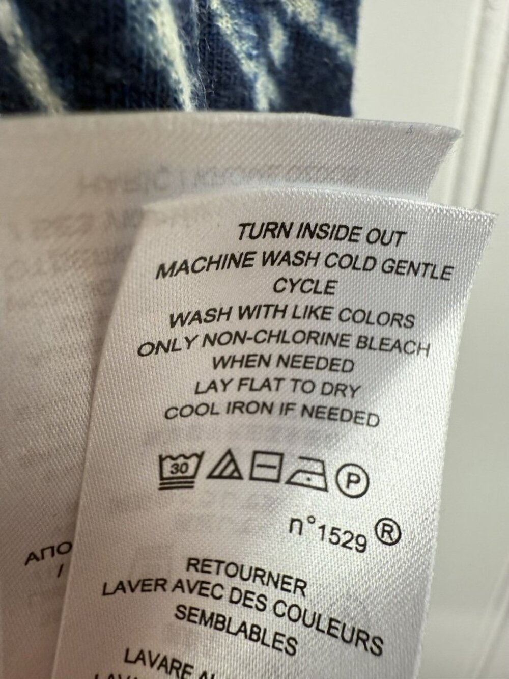 Lauren Ralph Lauren Linen Blend Tie Neck Flutter Sleeve Top Sz 1X Blue White - Picture 7 of 7